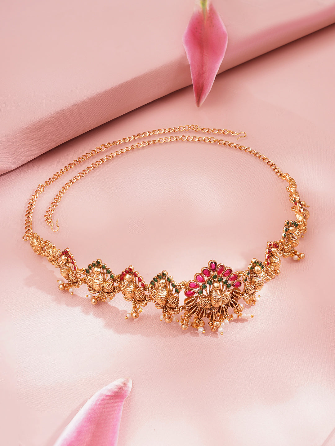 Gold Plated Peacock Design Waist Chain Belt フリーサイズ