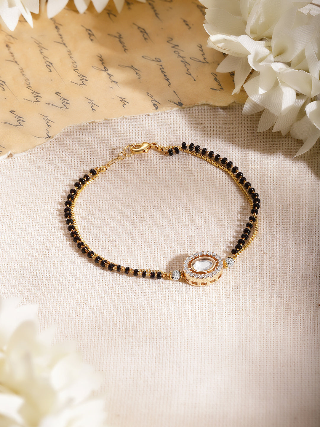 Classic Black Beaded Mangalsutra Bracelet フリーサイズ