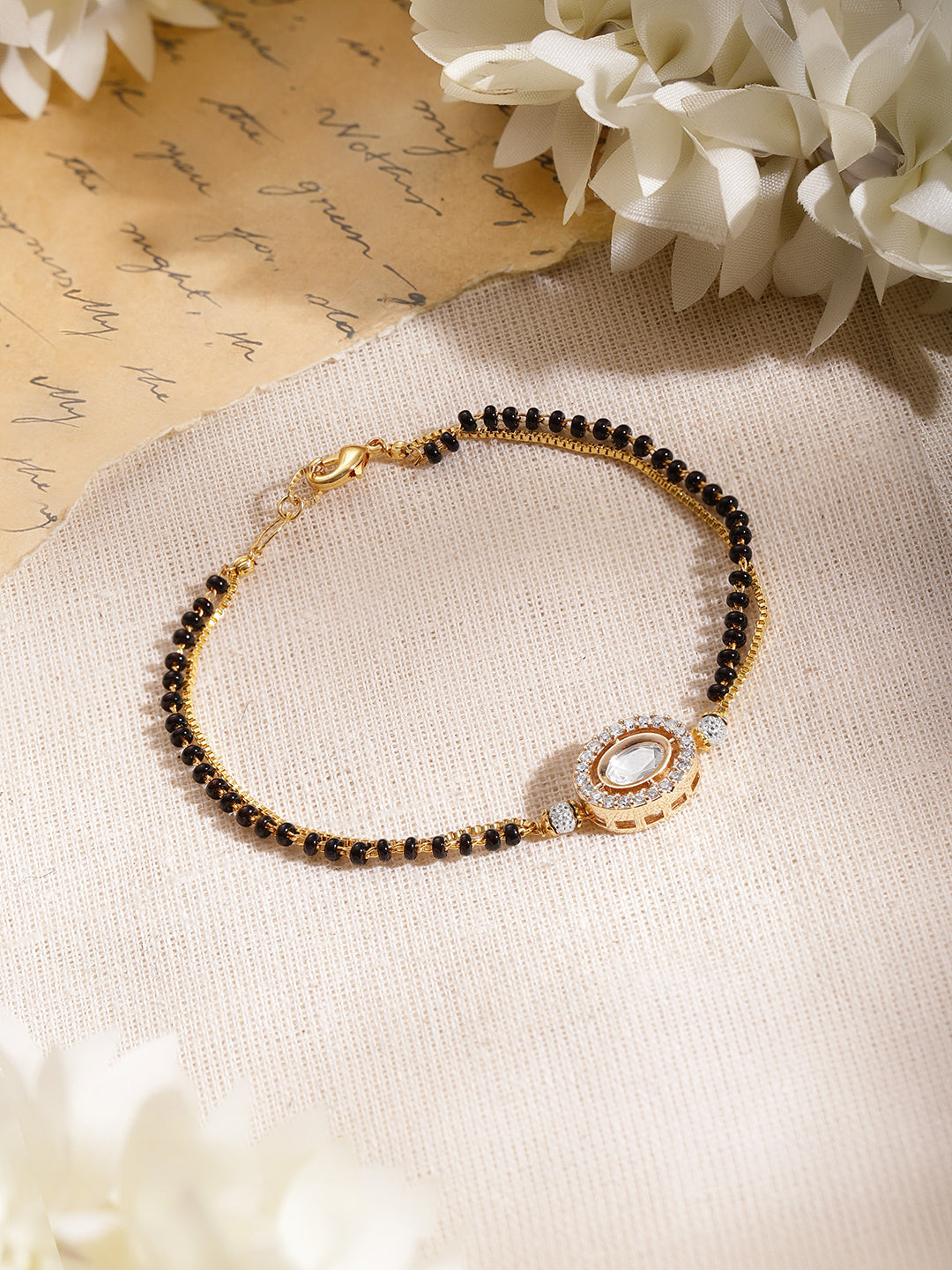 Classic Black Beaded Mangalsutra Bracelet フリーサイズ
