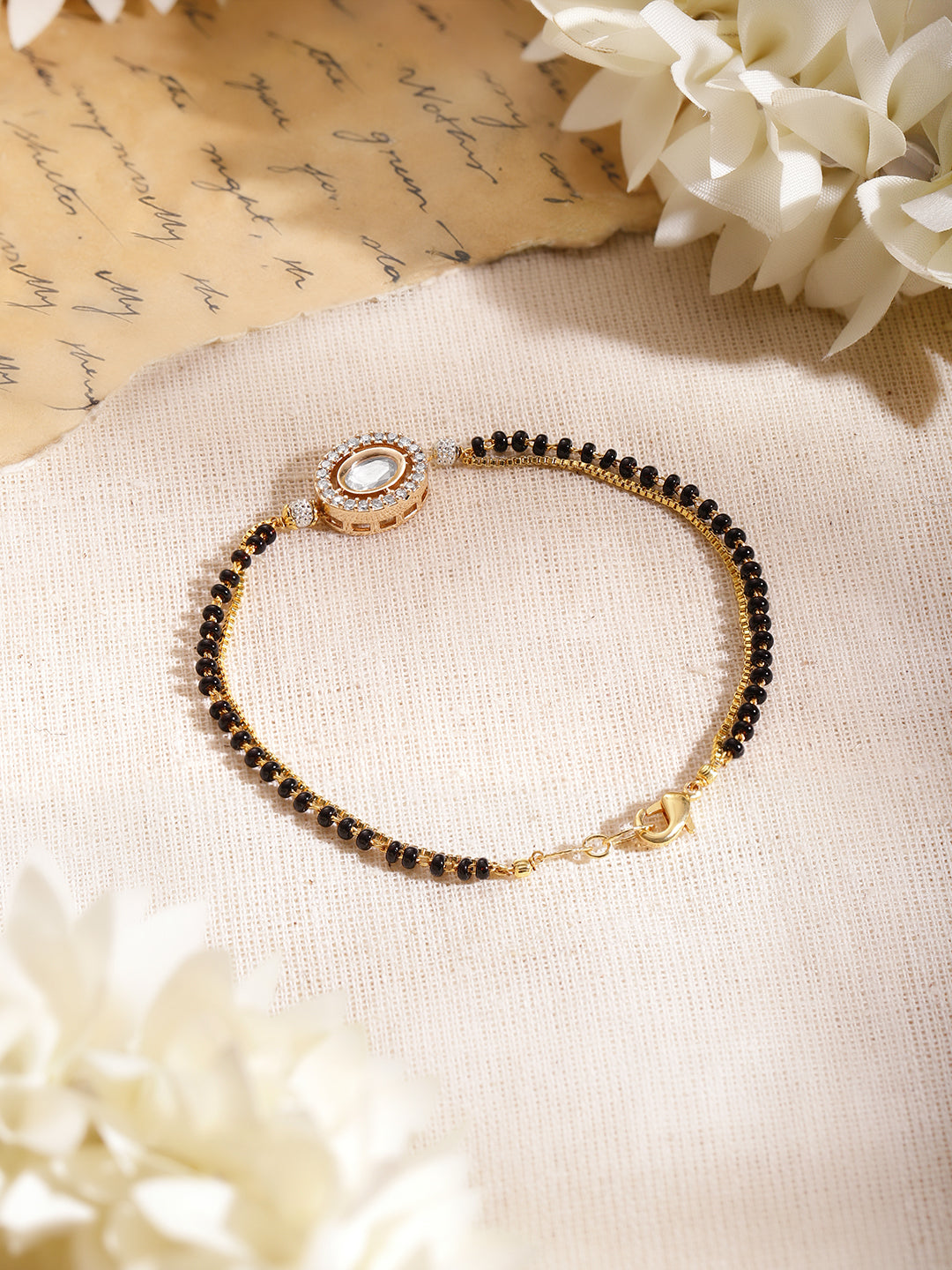 Classic Black Beaded Mangalsutra Bracelet フリーサイズ