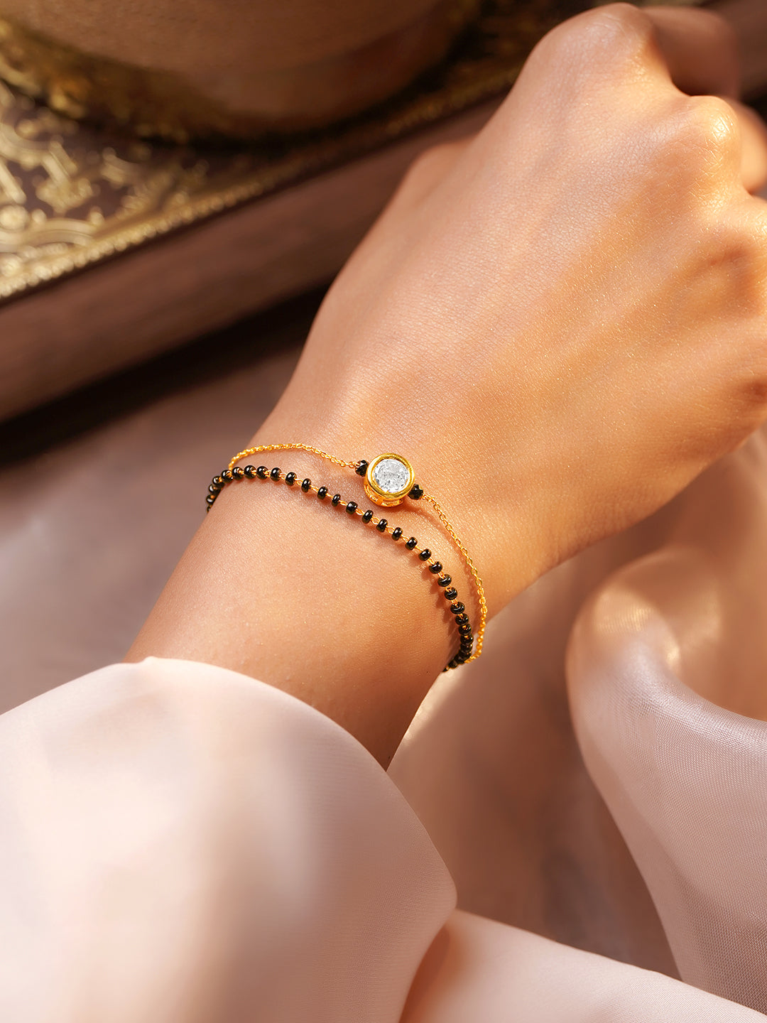 Minimal Gold Mangalsutra Style Bracelet フリーサイズ