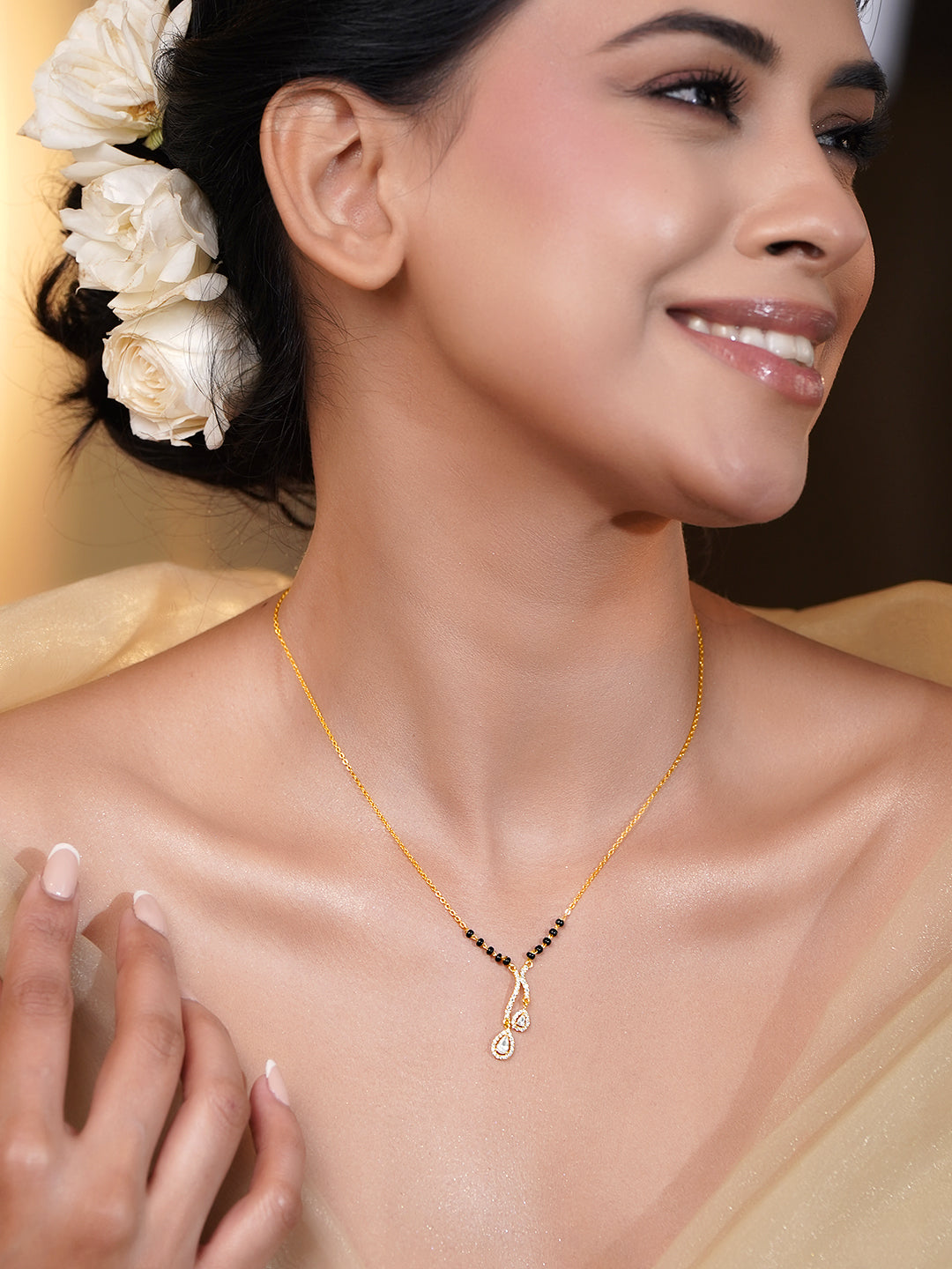 Minimal Gold CZ Mangalsutra Necklace フリーサイズ