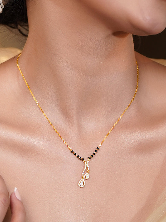 Minimal Gold CZ Mangalsutra Necklace フリーサイズ