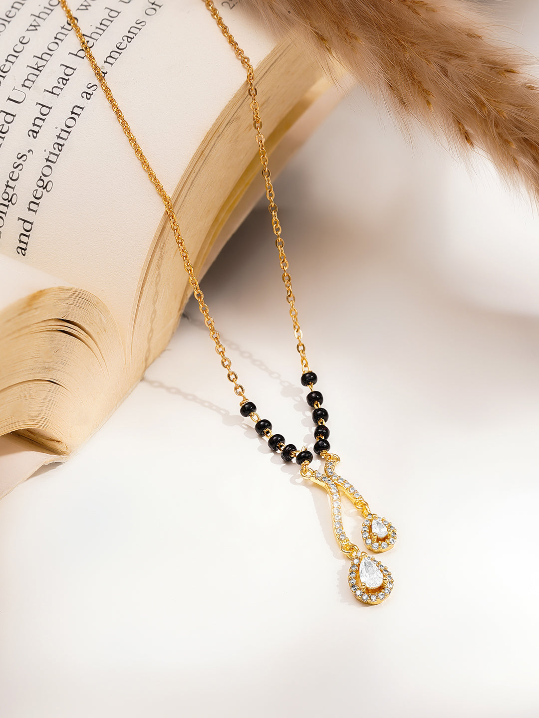 Minimal Gold CZ Mangalsutra Necklace フリーサイズ