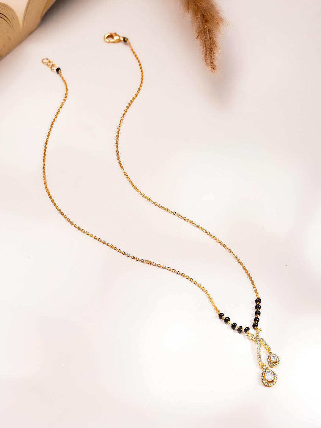 Minimal Gold CZ Mangalsutra Necklace フリーサイズ
