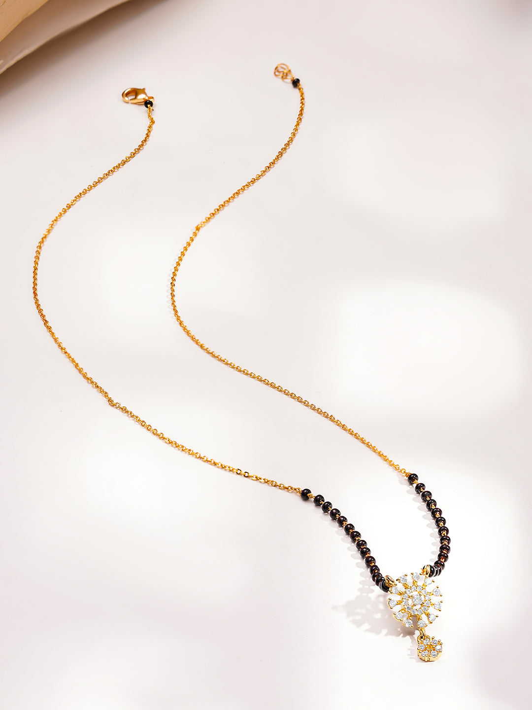 Classic Black Beads American Diamond Mangalsutra フリーサイズ