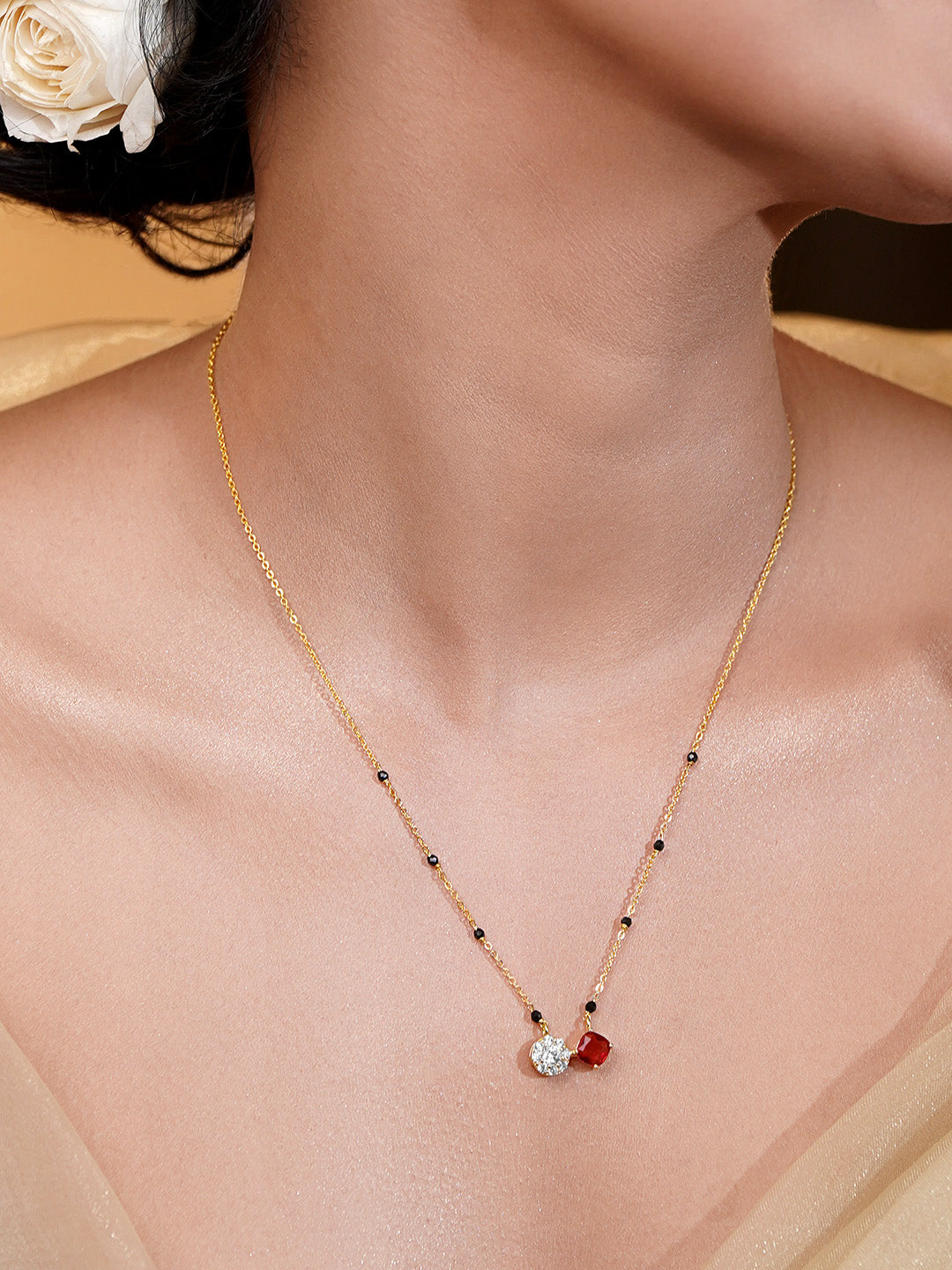 【Rubans】 Modern Twin Charm Mangalsutra｜モダン ツインチャーム マンガルストラ｜フリーサイズ
