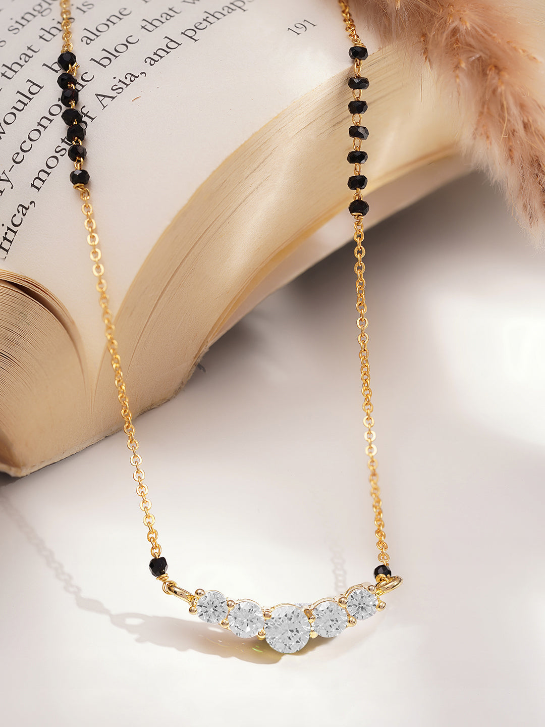 American Diamond Gold Mangalsutra Necklace フリーサイズ
