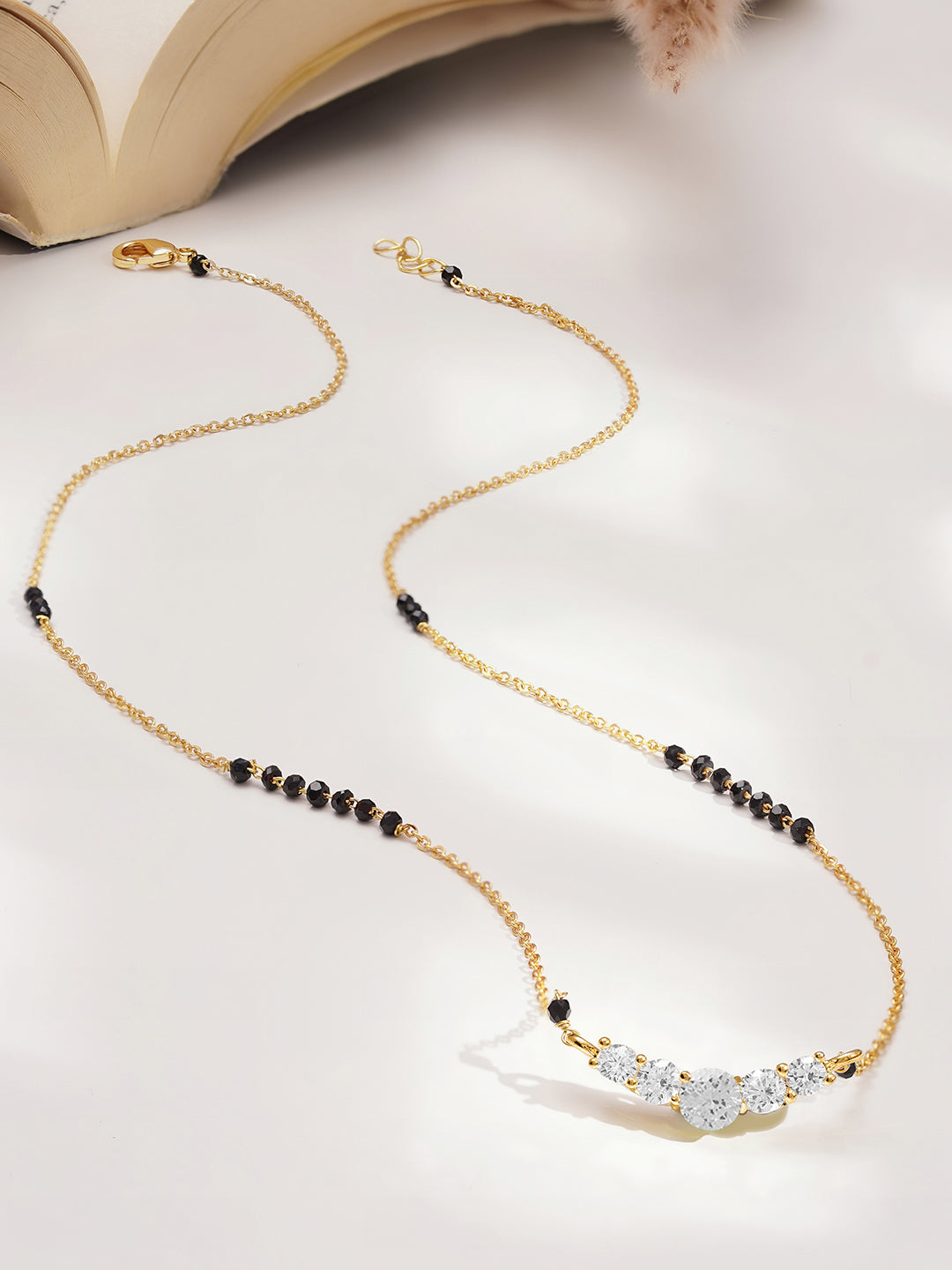 American Diamond Gold Mangalsutra Necklace フリーサイズ