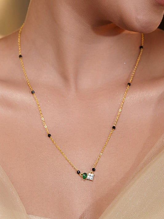 Everyday Emerald Dual Drop Mangalsutra フリーサイズ