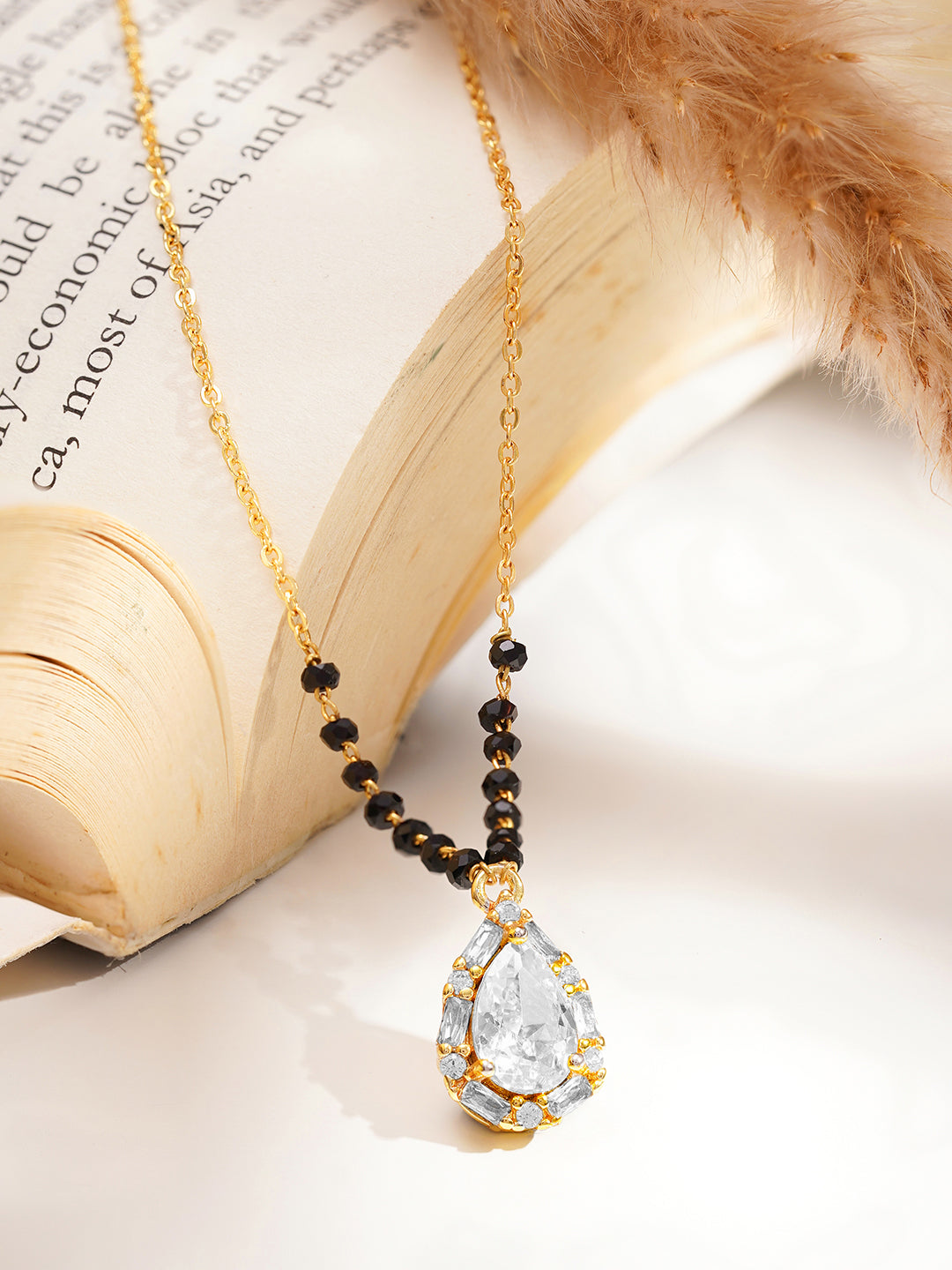 Classic Black Bead Diamond Mangalsutra フリーサイズ