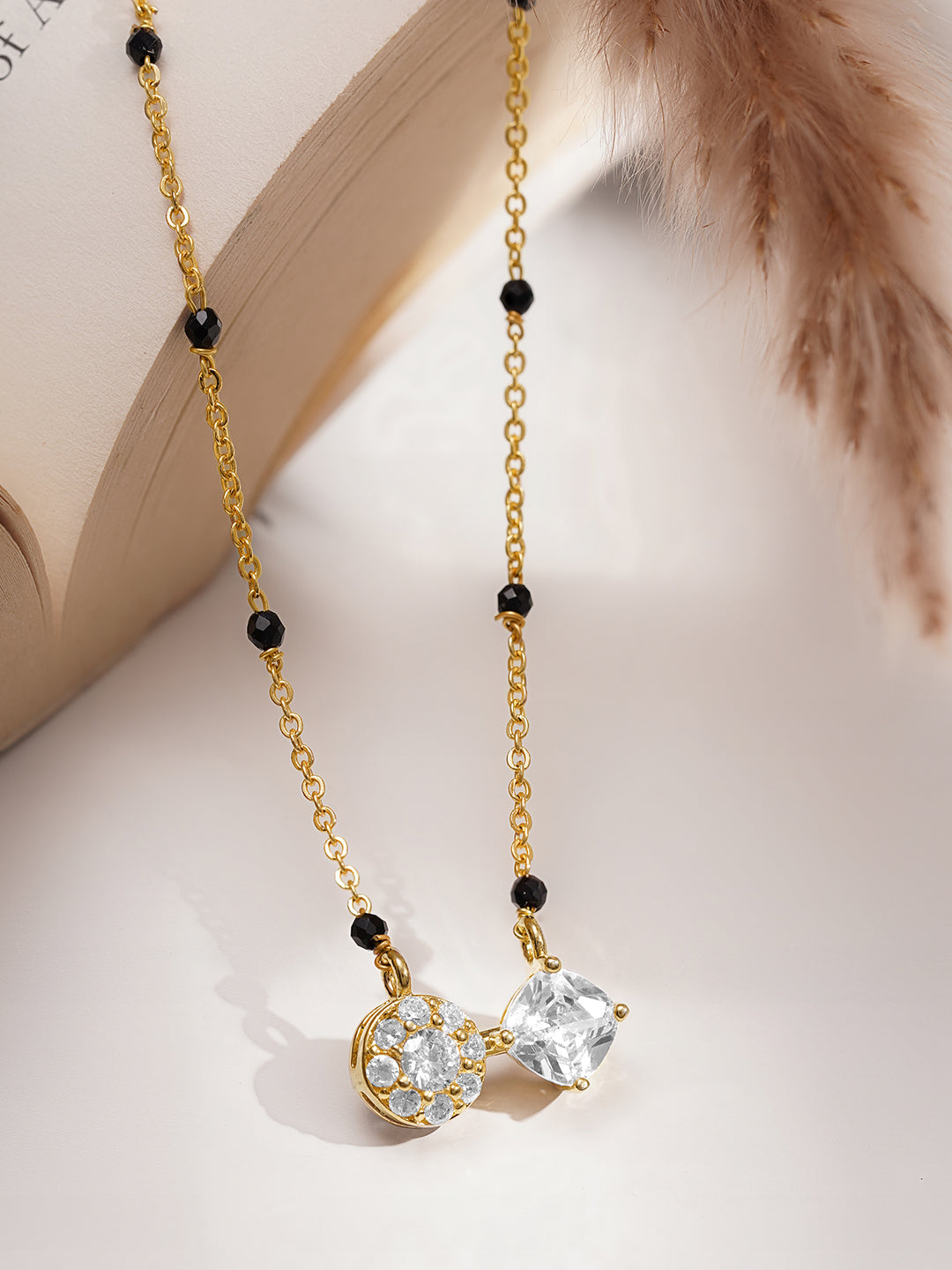 Dual Diamond Spark Gold Mangalsutra Necklace フリーサイズ
