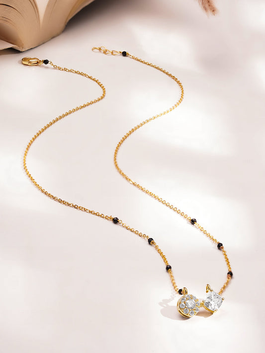 Dual Diamond Spark Gold Mangalsutra Necklace フリーサイズ