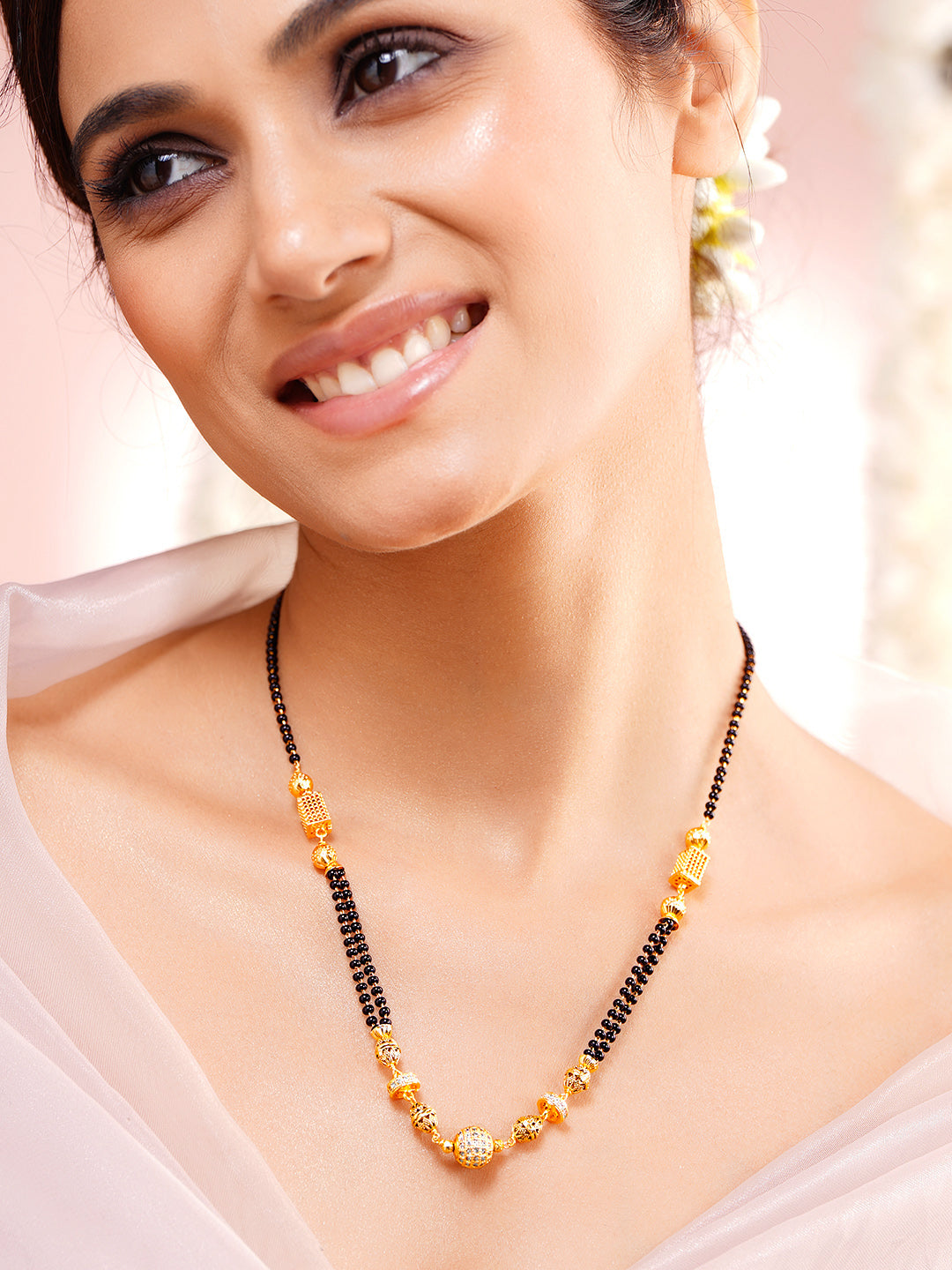 Diamond Accent Gold Mangalsutra Necklace フリーサイズ
