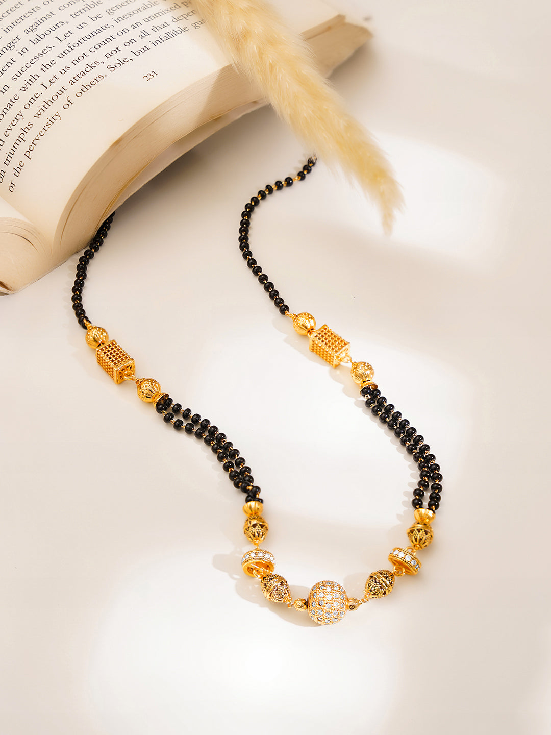 Diamond Accent Gold Mangalsutra Necklace フリーサイズ