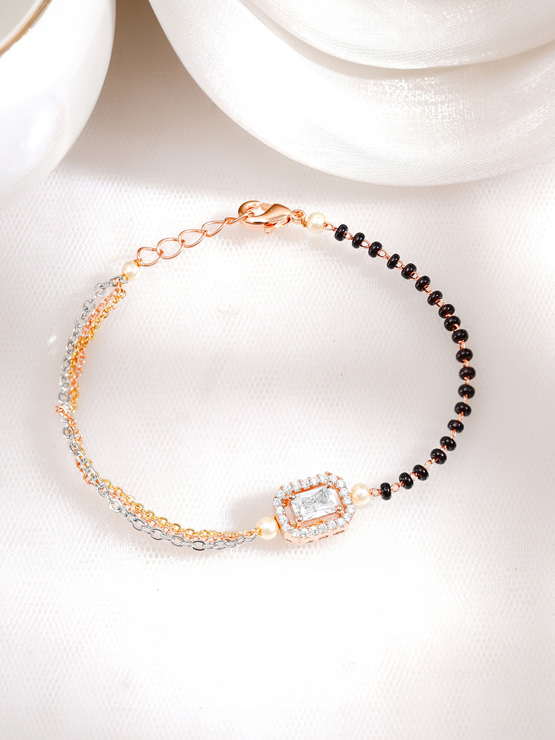 【Rubans】 Gold Plated American Diamond Zirconia Cubic Mangalsutra Bracelet｜ゴールドメッキ アメリカンダイヤモンド ジルコニア マンガルスートラ ブレスレット