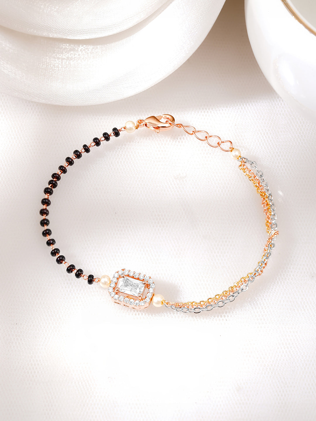【Rubans】 Gold Plated American Diamond Zirconia Cubic Mangalsutra Bracelet｜ゴールドメッキ アメリカンダイヤモンド ジルコニア マンガルスートラ ブレスレット