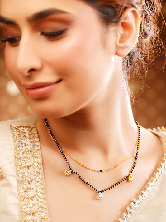 【Rubans】 Gold Plated American Diamond Zircon Mangalsutra｜ゴールドメッキ アメリカンダイヤモンド ジルコン マンガルスートラ