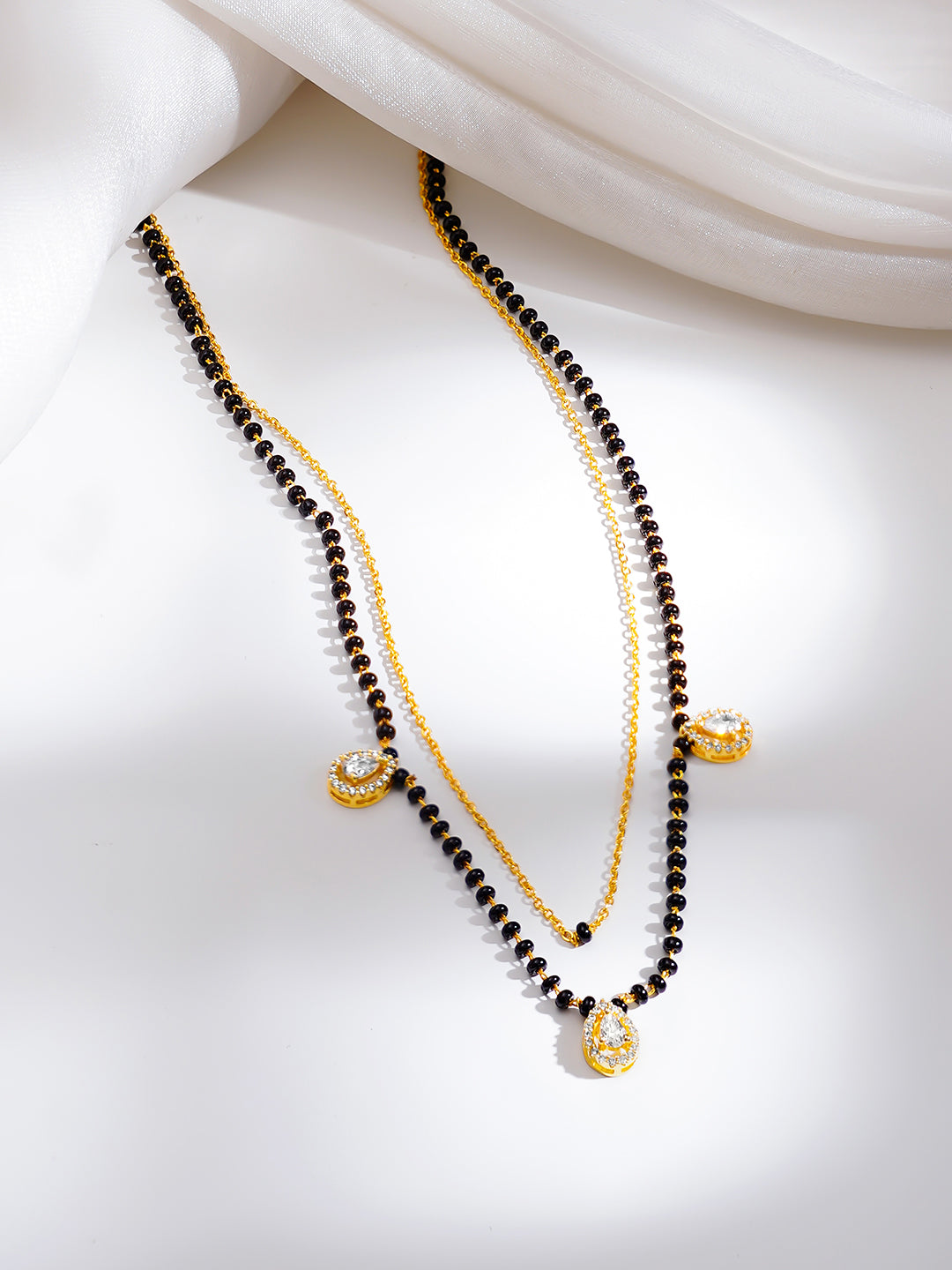 【Rubans】 Gold Plated American Diamond Zircon Mangalsutra｜ゴールドメッキ アメリカンダイヤモンド ジルコン マンガルスートラ