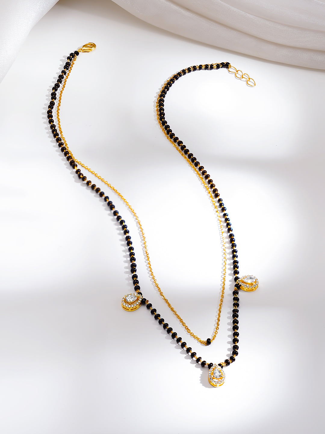 【Rubans】 Gold Plated American Diamond Zircon Mangalsutra｜ゴールドメッキ アメリカンダイヤモンド ジルコン マンガルスートラ
