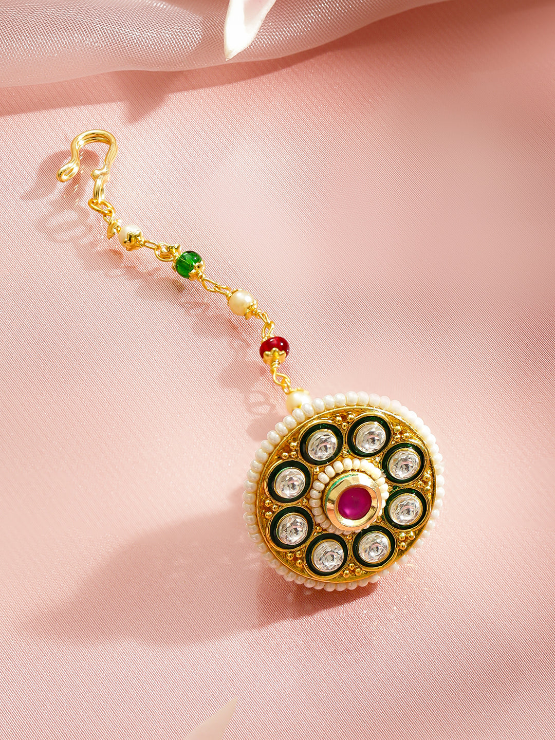 Charming Kundan Gold Maang Tikka フリーサイズ