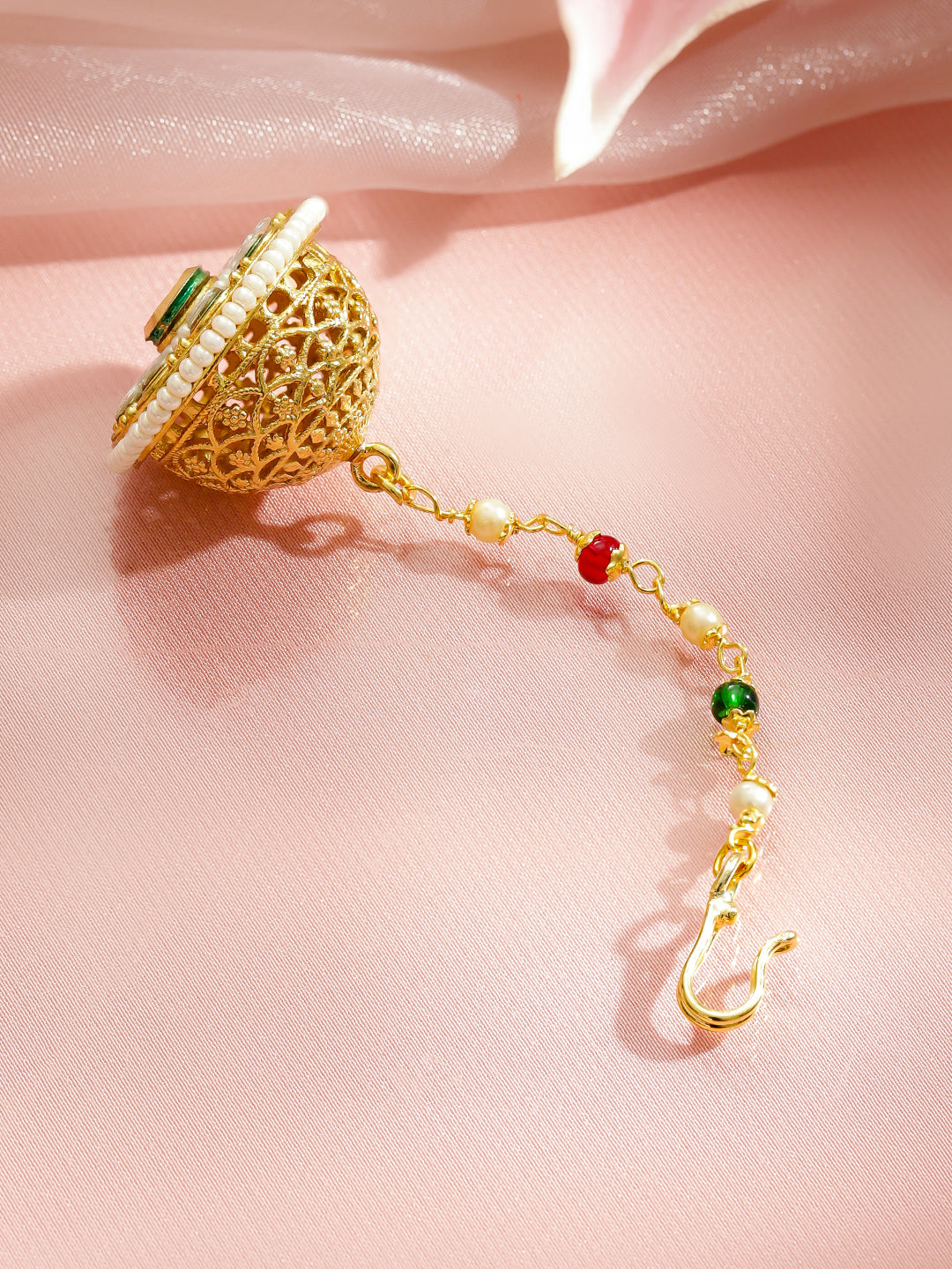 Charming Kundan Gold Maang Tikka フリーサイズ