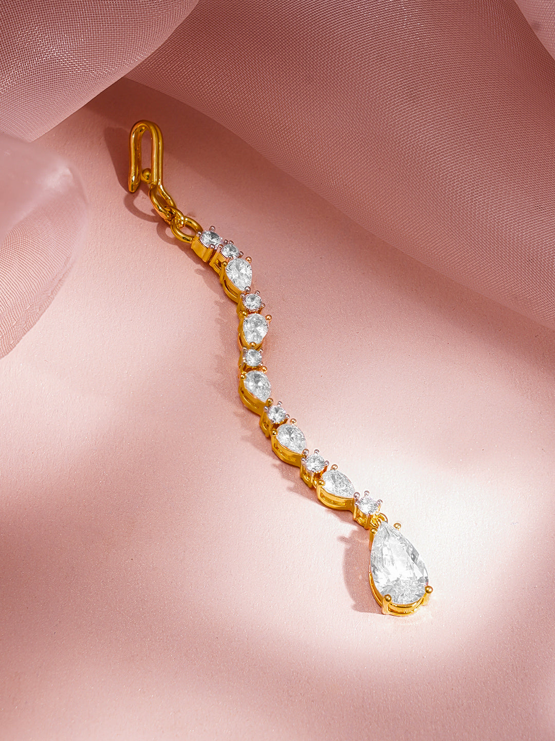 Festive Glow American Diamond Teardrop Maangtikka フリーサイズ