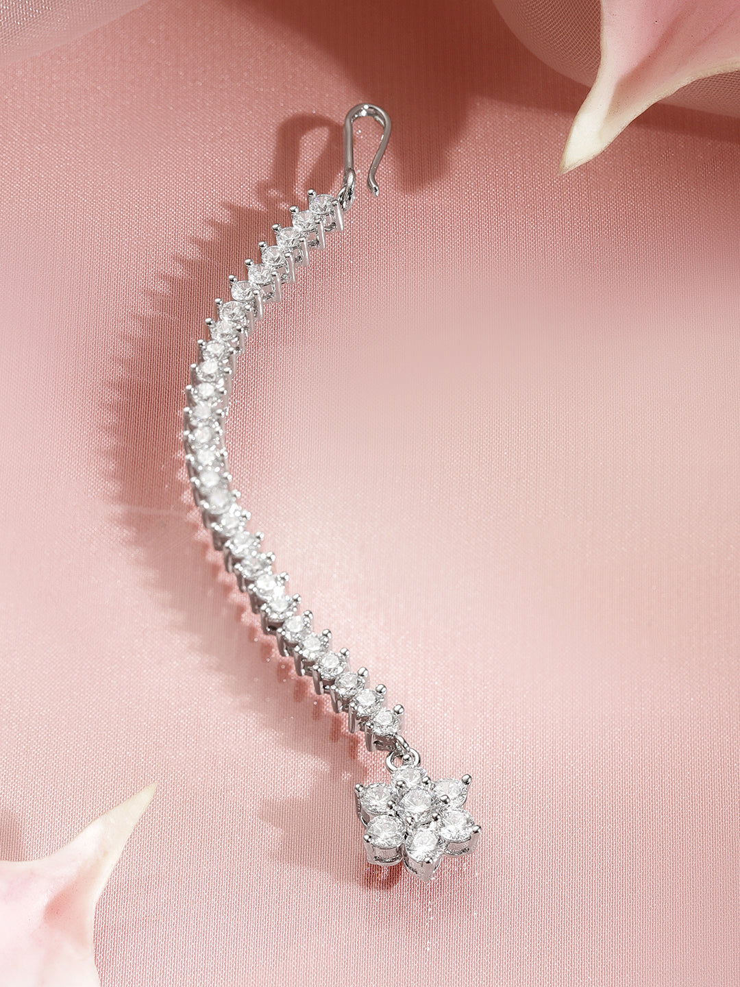 Floral White Maang Tikka フリーサイズ