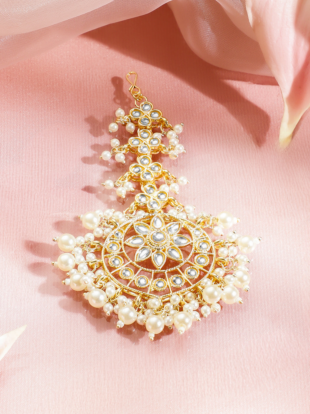 Kundan & Pearl Tales Maang Tikka フリーサイズ