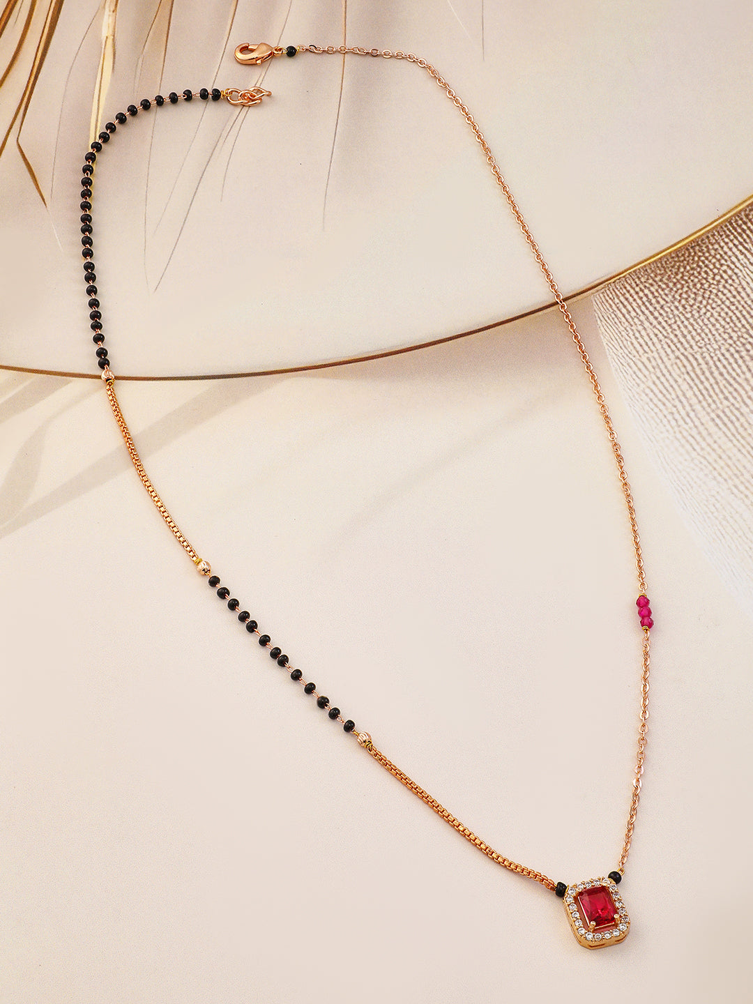 Ruby American Diamond Zirconia Gold Mangalsutra Gold