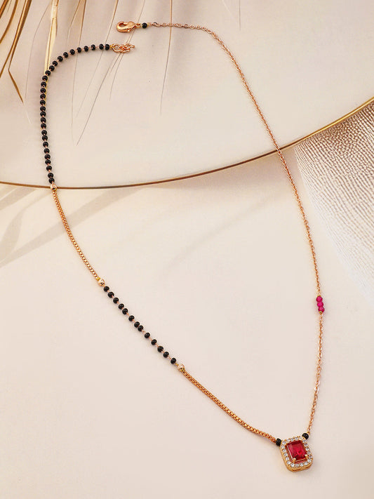 Ruby American Diamond Zirconia Gold Mangalsutra Gold
