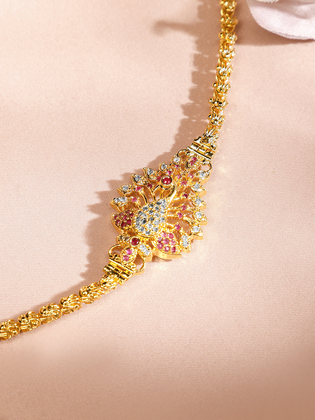 Traditional Peacock Motif Gold Plated Necklace Gold