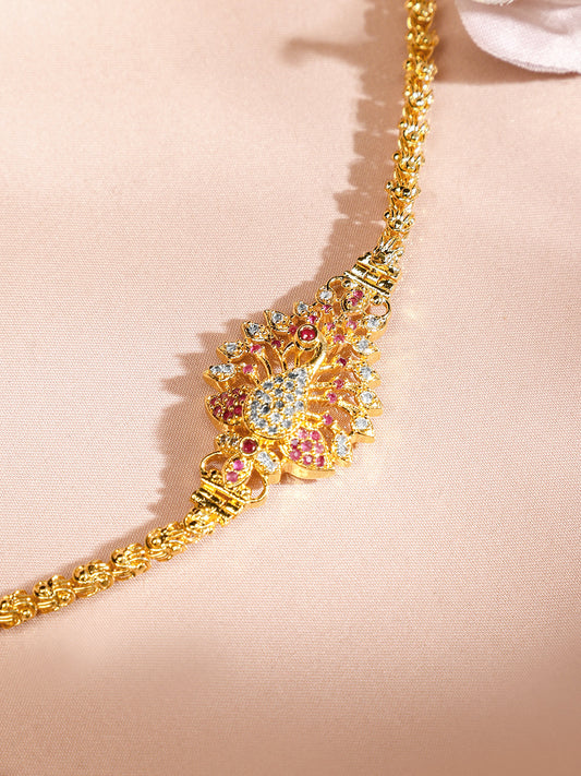 Traditional Peacock Motif Gold Plated Necklace Gold