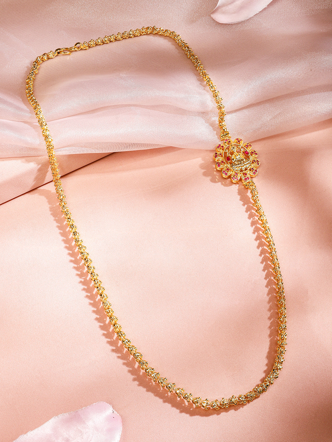 Exquisite Pink Accented Pendant Necklace フリーサイズ