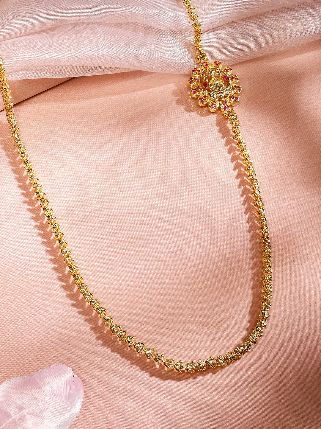 Exquisite Pink Accented Pendant Necklace フリーサイズ