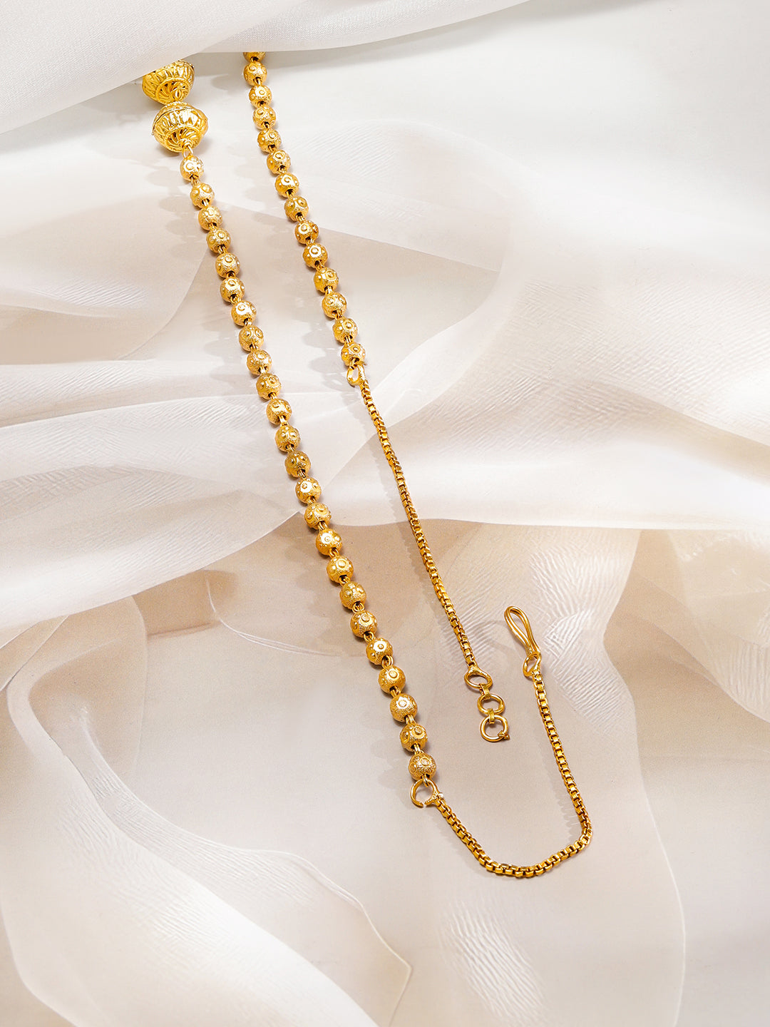 Polished Matar Mala Gold Plated Necklace フリーサイズ