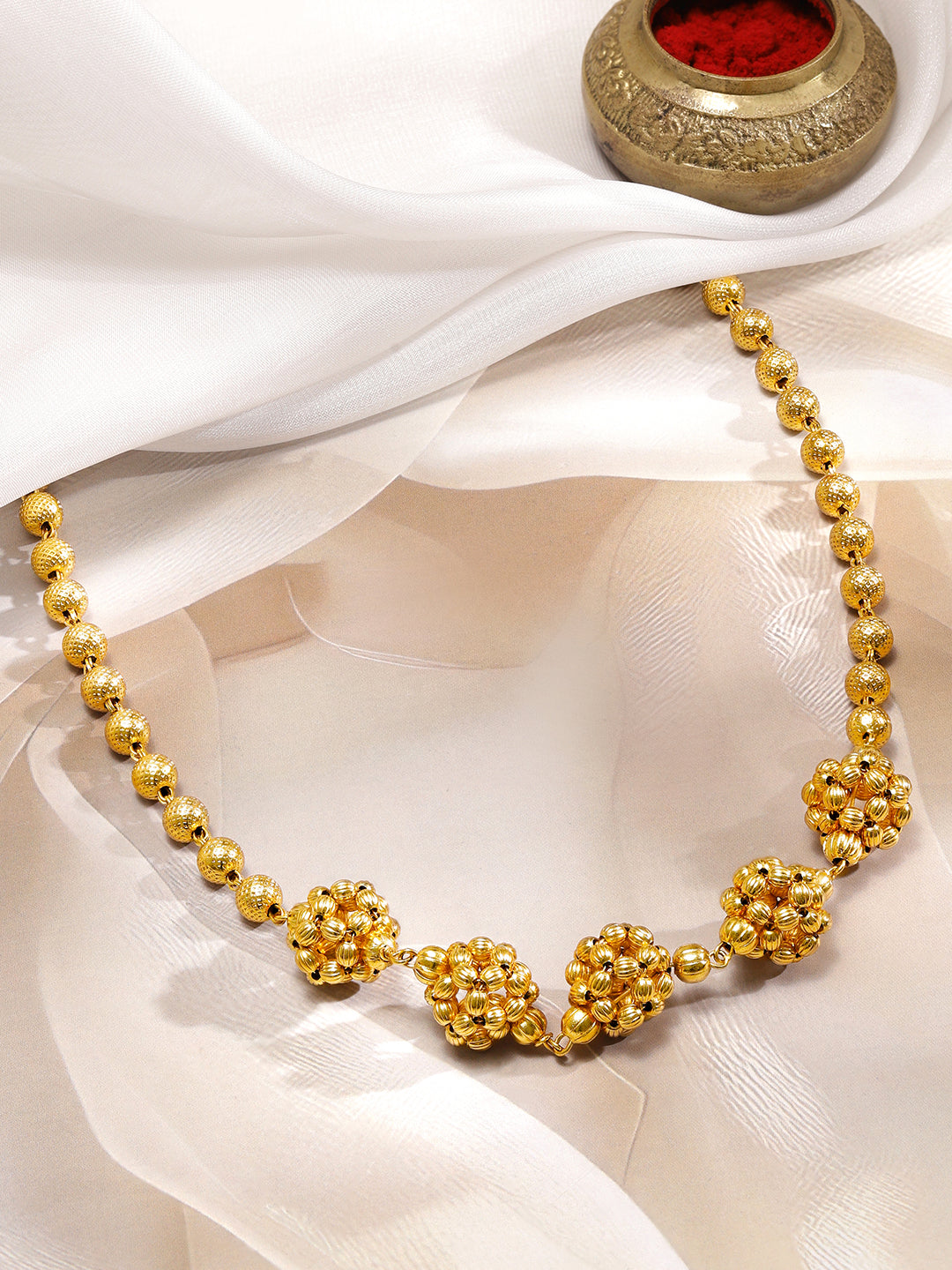 Gold Toned Beaded Necklace フリーサイズ