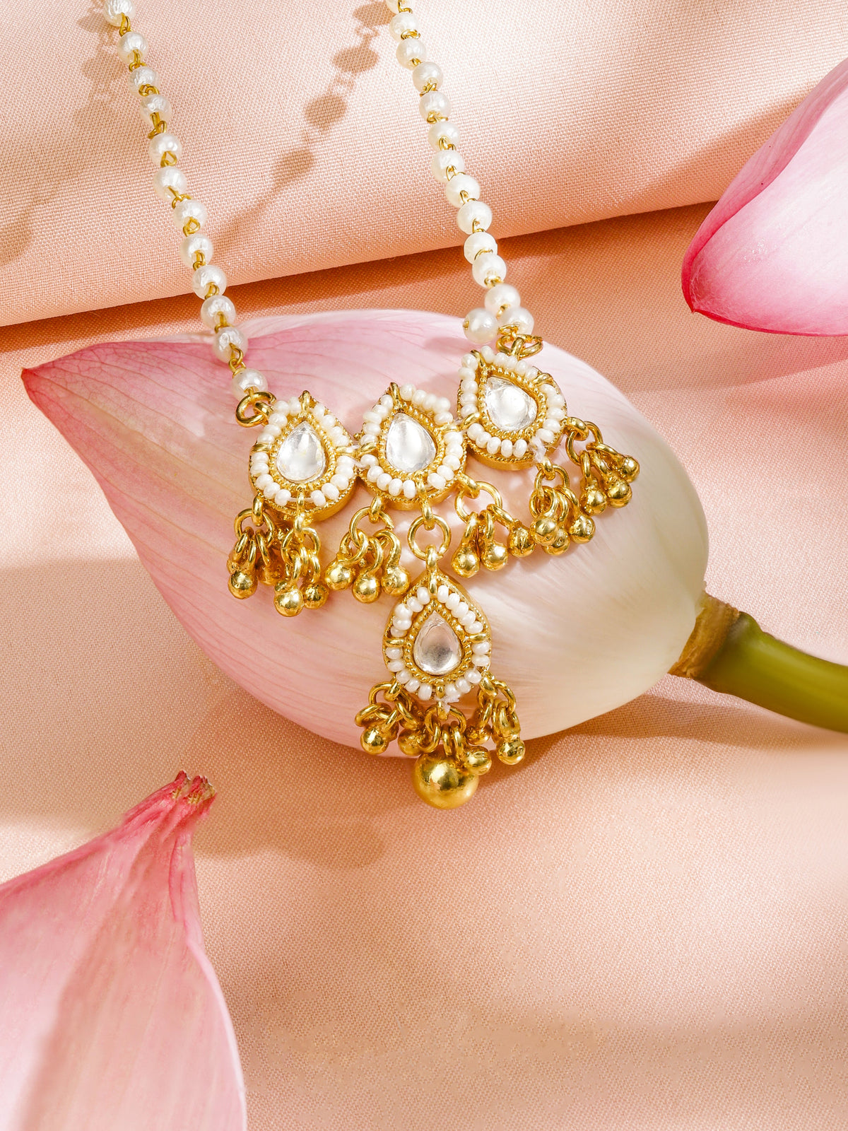 Kundan Charm Minimal Necklace Set フリーサイズ