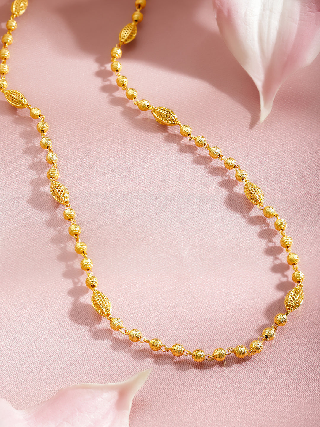 Gold Beaded Long Necklace フリーサイズ