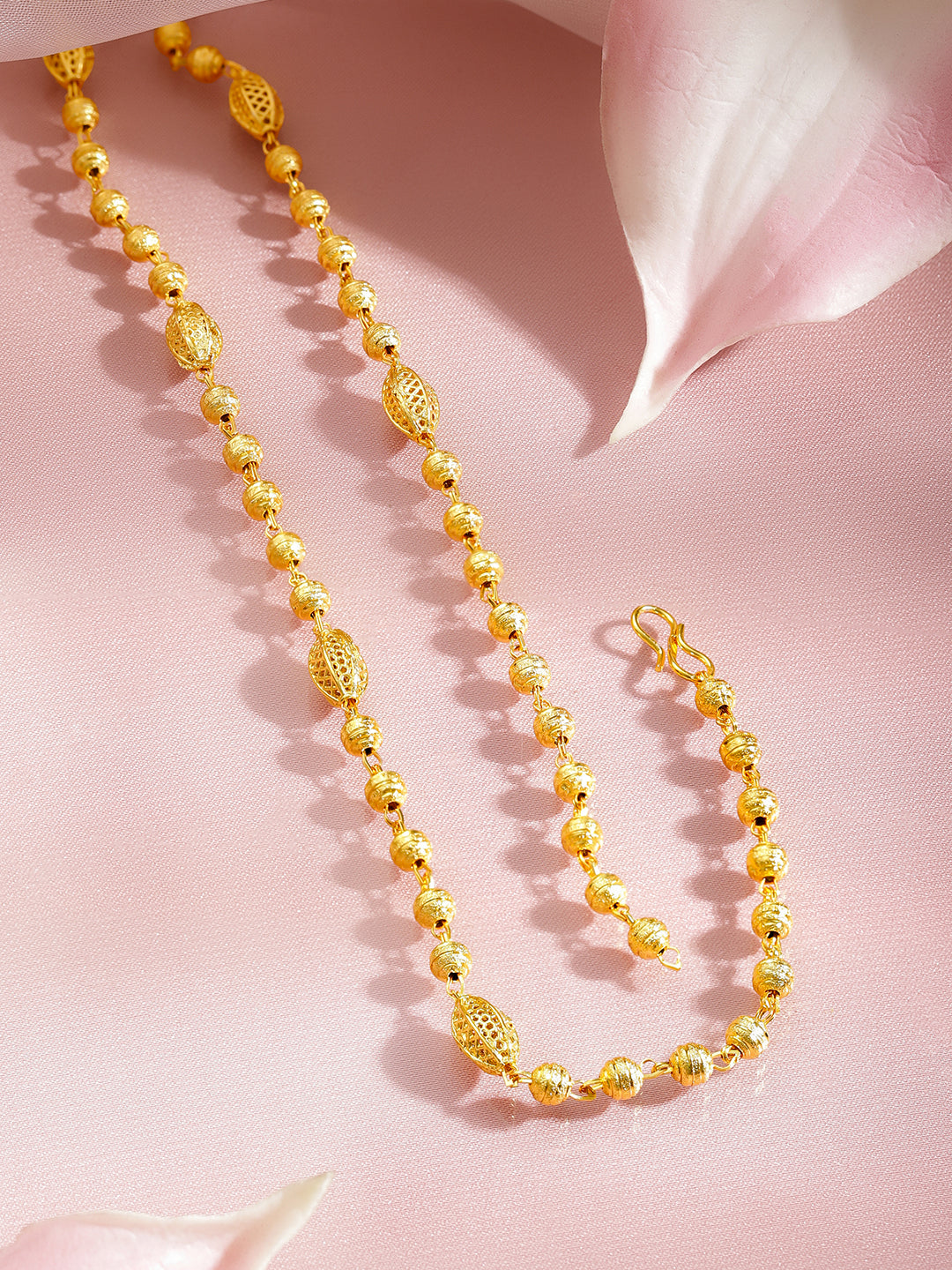 Gold Beaded Long Necklace フリーサイズ