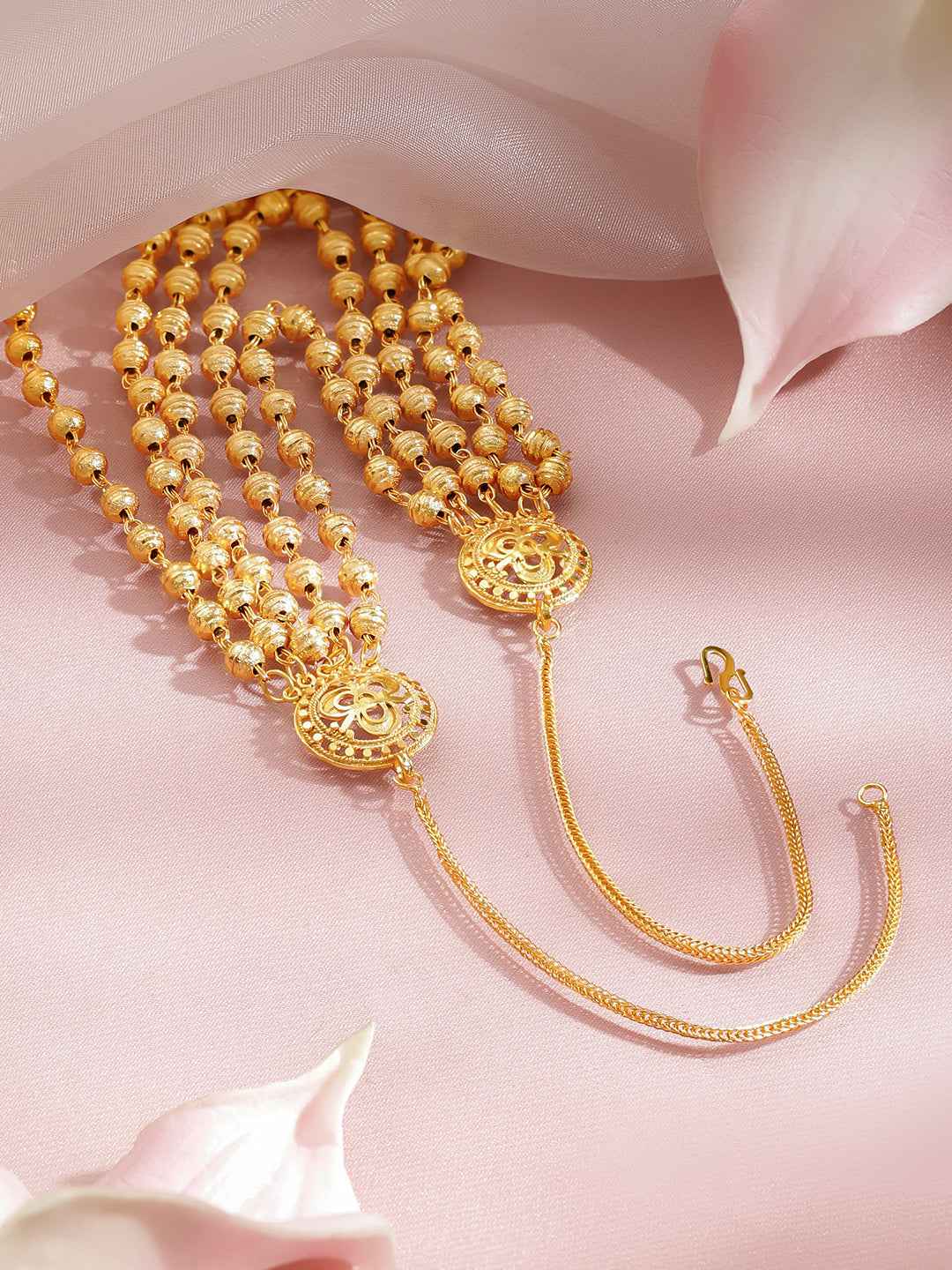 Gold Beaded Layered Necklace フリーサイズ