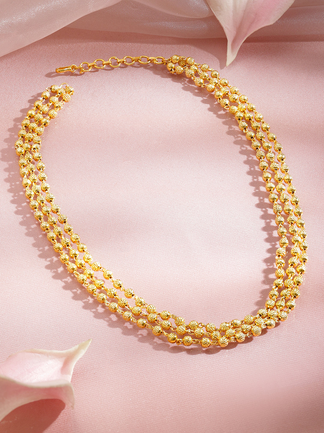 Traditional Gold Beaded Layered Necklace フリーサイズ