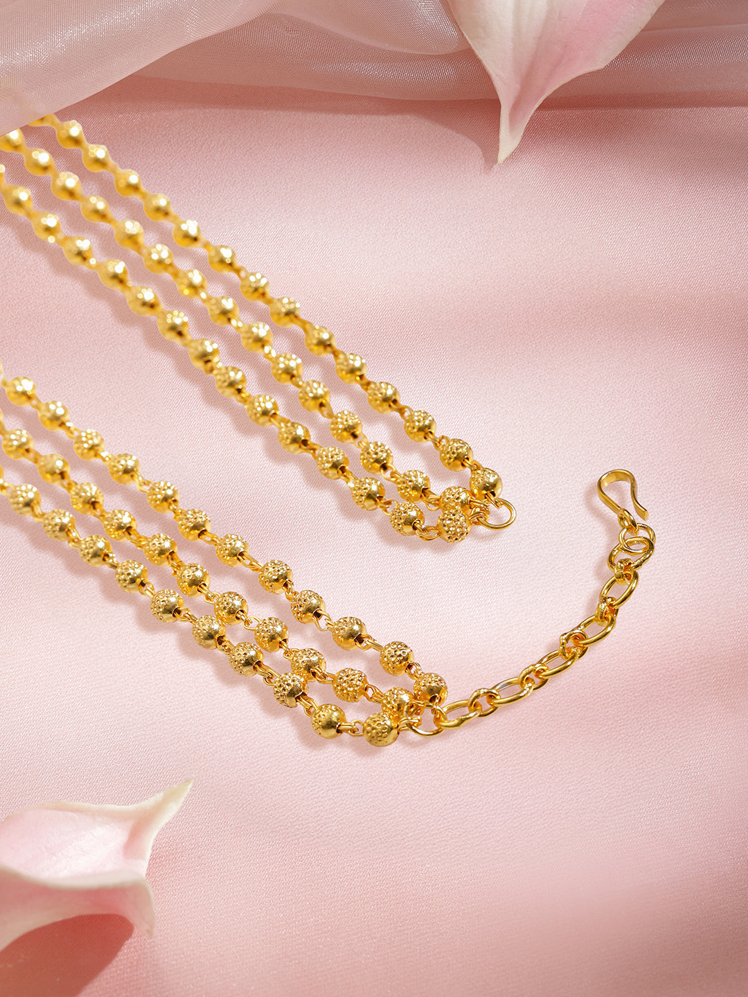 Traditional Gold Beaded Layered Necklace フリーサイズ