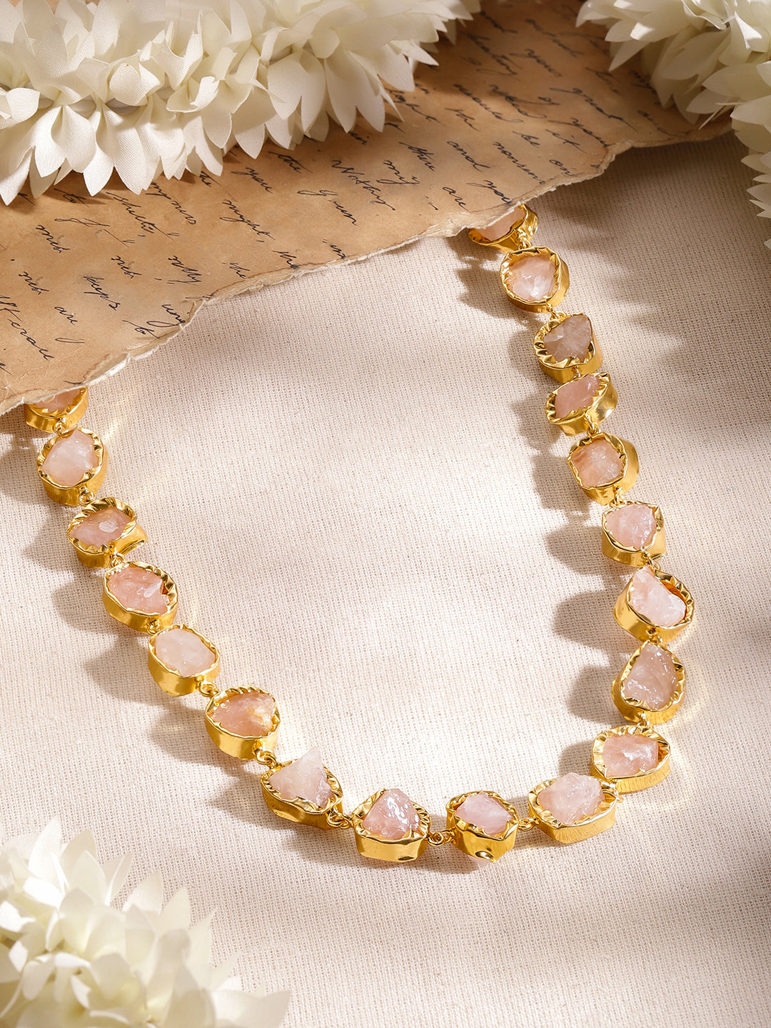 Pink Crystal Gold Toned Necklace フリーサイズ