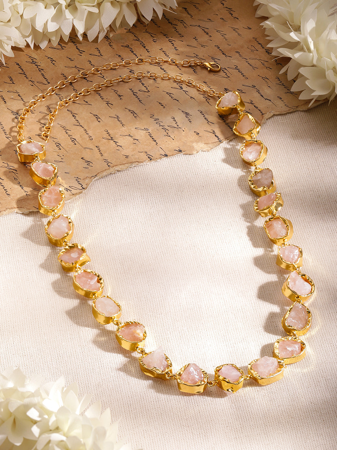Pink Crystal Gold Toned Necklace フリーサイズ