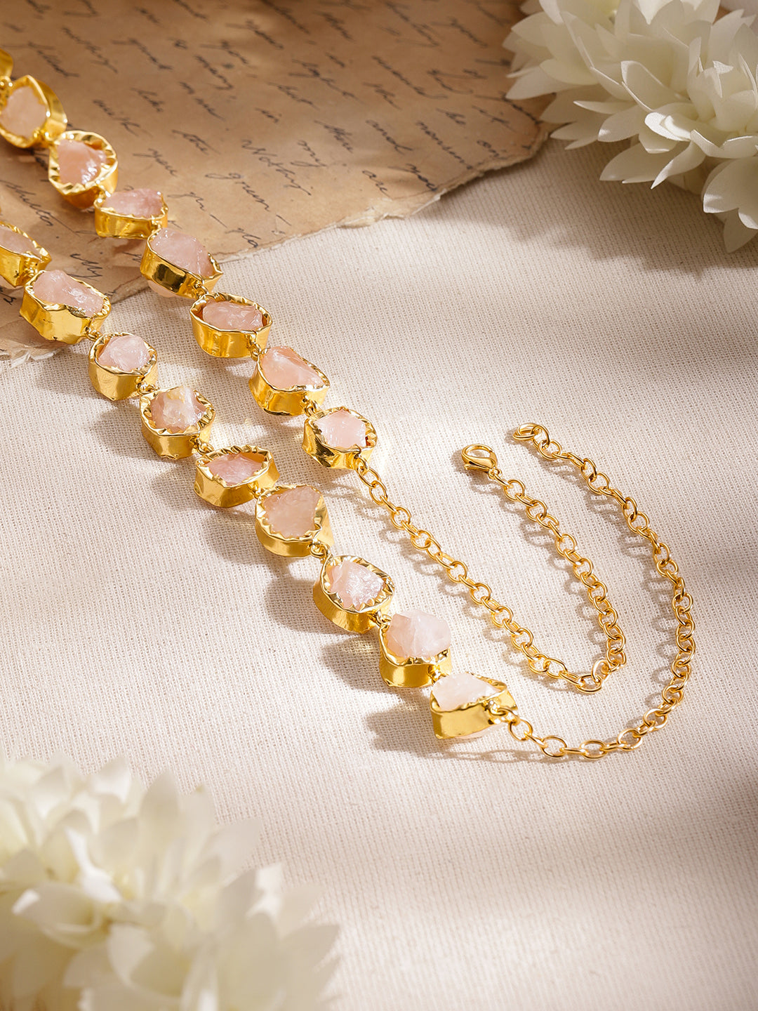 Pink Crystal Gold Toned Necklace フリーサイズ