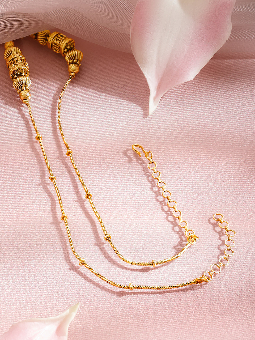 Minimal Charm Green & Pink Golden Necklace フリーサイズ