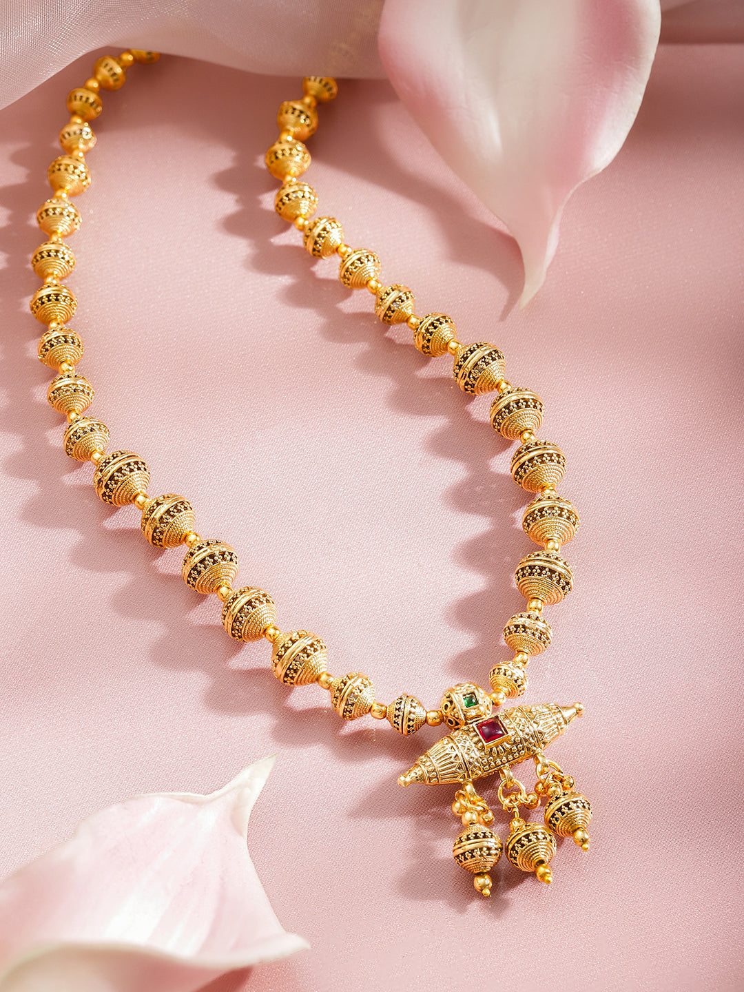Rubans Women 18K Gold Plated Brass Beaded Necklace フリーサイズ