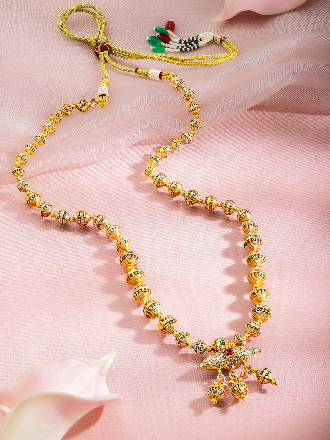 Rubans Women 18K Gold Plated Brass Beaded Necklace フリーサイズ