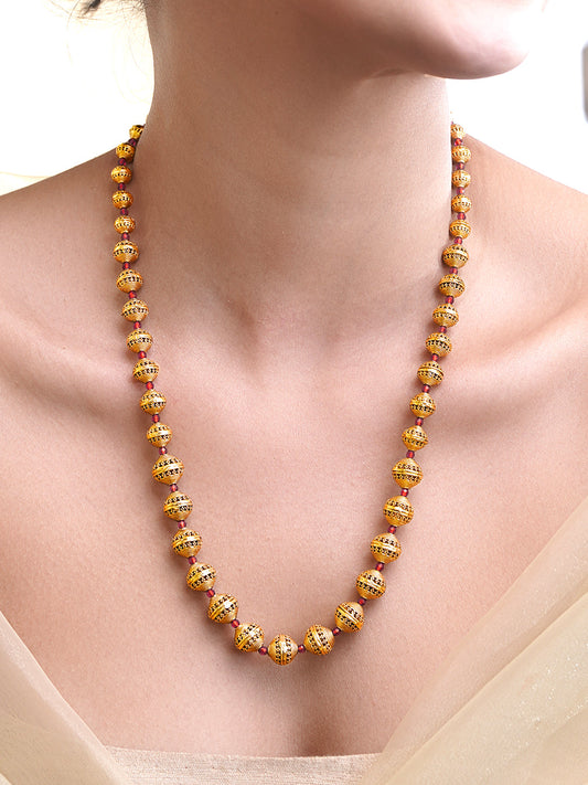 Rubans 18K Gold Plated Brass Golden Beaded Necklace フリーサイズ